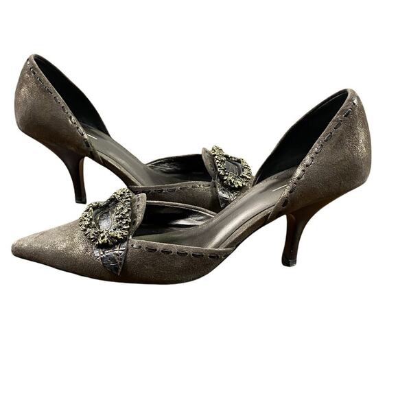 Linea Paolo Gray D'Orsay Designer High Heel Kitten Pumps 5.5M - Picture 10 of 15